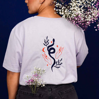 Snake & Moon Ritual embroidered t-shirt